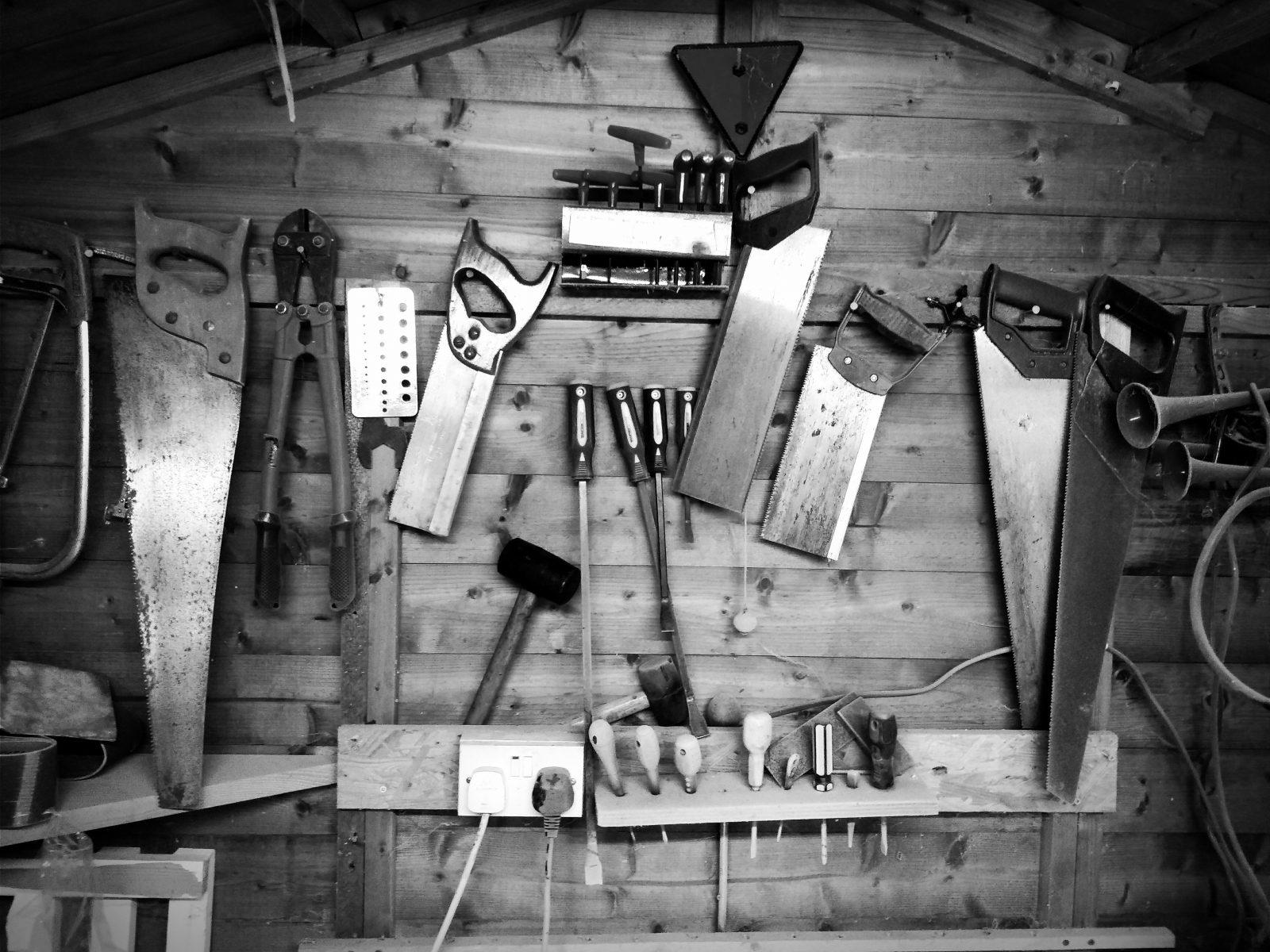 DIY Black and white tools on a wall